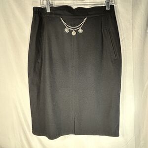 Vintage Alphorn Trachten Skirt Wool Blend Size 40 Black Charm Embellished